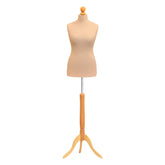 Display Guru Female Uk Size 10/12 Dressmakers Tailors Dummy Mannequin, Cream Torso Bust With Lightwood Tripod Stand
