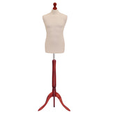 Display Guru Male Dressmakers Tailors Dummy Mannequin, Cream Torso Bust with Red Wood Tripod Stand