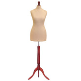 Display Guru Female Uk Size 10/12 Dressmakers Tailors Dummy Mannequin, Cream Torso Bust With RedWood Tripod Stand