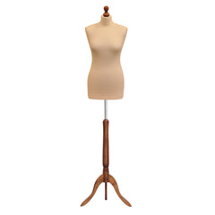Display Guru Female Uk Size 18/20 Dressmakers Tailors Dummy Mannequin, Cream Torso Bust With Dark Wood Tripod Stand
