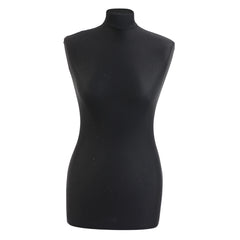 Display Guru Female Uk Size 10/12 Dressmakers Tailors Dummy Mannequin , Black Torso Bust with Dark Wood Round Base
