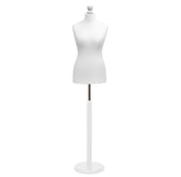 Display Guru Female Uk Size 10/12 Dressmakers Tailors Dummy Mannequin , White Torso Bust with White Wood Round Base