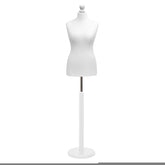 Display Guru Female Uk Size 12/14 Dressmakers Tailors Dummy Mannequin , White Torso Bust with White Wood Round Base