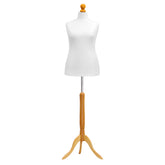 Display Guru Female Uk Size 18/20 Dressmakers Tailors Dummy Mannequin, White Torso Bust With Light Wood Tripod Stand