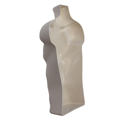 Display Guru Half Body Form 3 Quarter Light Skin Male Hanging Mannequin Adjustable Stand for Shop Bust Display