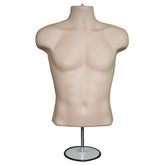 Display Guru Half Body Form 3 Quarter Dark Skin Male Hanging Mannequin With Adjustable Stand for Shop Bust Display