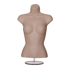 Display Guru Half Body Form 3 Quarter Dark Skin Female Hanging Mannequin With Adjustable Stand for Shop Bust Display