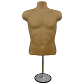 Display Guru Half Body Form 3 Quarter Gold Male Hanging Mannequin With Adjustable Stand for Shop Bust Display