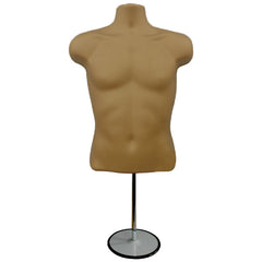 Display Guru Half Body Form 3 Quarter Gold Male Hanging Mannequin With Adjustable Stand for Shop Bust Display