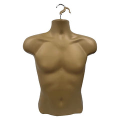 Display Guru Half Body Form 3 Quarter Gold Male Hanging Mannequin With Adjustable Stand for Shop Bust Display