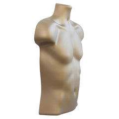 Display Guru Half Body Form 3 Quarter Gold Male Hanging Mannequin With Adjustable Stand for Shop Bust Display