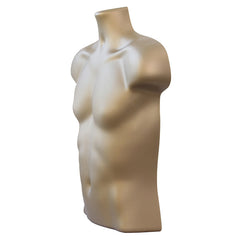 Display Guru Half Body Form 3 Quarter Gold Male Hanging Mannequin With Adjustable Stand for Shop Bust Display