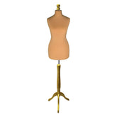 Display Guru Female Uk Size 18/20 Dressmakers Tailors Dummy Mannequin, Gold Torso Bust With Gold Wood Tripod Stand