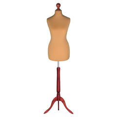 Display Guru Female Uk Size 12/14 Dressmakers Tailors Dummy Mannequin, Gold Torso Bust With Red Wood Tripod Stand