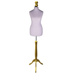 Display Guru Female Uk Size 16/18 Dressmakers Tailors Dummy Mannequin, Silver Torso Bust With Gold Wood Tripod Stand