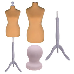 Display Guru Female Uk Size 18/20 Dressmakers Tailors Dummy Mannequin, Gold Torso Bust With Silver Wood Tripod Stand
