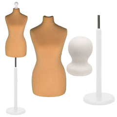 Display Guru Female Uk Size 6/8 Dressmakers Tailors Dummy Mannequin , Gold Torso Bust with White Wood Round Base