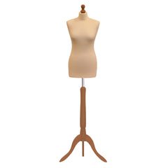 Display Guru Female Uk Size 12/14 Dressmakers Tailors Dummy Mannequin, Cream Torso Bust With Gold Wood Tripod Stand