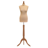 Display Guru Female Uk Size 8/10 Dressmakers Tailors Dummy Mannequin, Cream Torso Bust With Gold Wood Tripod Stand
