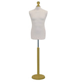 Display Guru Male Dressmakers Tailors Dummy Mannequin, Cream Torso Bust with Gold Wood Round Base Stand