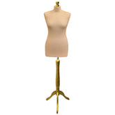 Display Guru Female Uk Size 18/20 Dressmakers Tailors Dummy Mannequin, Cream Torso Bust With Gold Wood Tripod Stand
