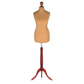 Display Guru Female Uk Size 6/8 Dressmakers Tailors Dummy Mannequin, Gold Torso Bust With Red Wood Tripod Stand