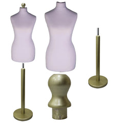 Display Guru Female Uk Size 10/12 Dressmakers Tailors Dummy Mannequin , Sliver Torso Bust with Gold Wood Round Base