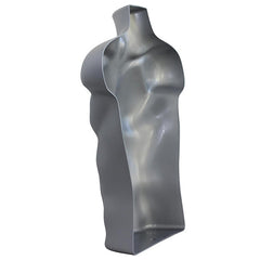 Display Guru Half Body Form 3 Quarter Silver Male Hanging Mannequin Shop Bust Display