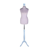 Display Guru Female Uk Size 10/12 Dressmakers Tailors Dummy Mannequin, Silver Torso Bust With Silver wood Tripod Stand