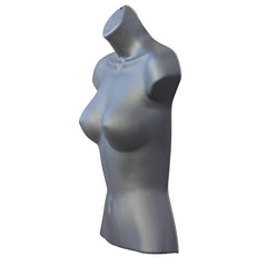 Display Guru Half Body Form 3 Quarter Silver Female Hanging Mannequin for Shop Bust Display