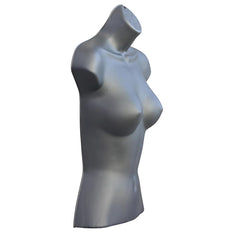 Display Guru Half Body Form 3 Quarter Silver Female Hanging Mannequin for Shop Bust Display