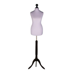 Display Guru Female Uk Size 10/12 Dressmakers Tailors Dummy Mannequin, Silver Torso Bust With Black wood Tripod Stand