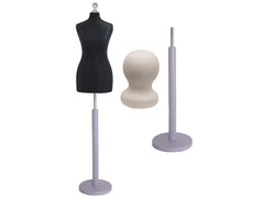 Display Guru Female Uk Size 8/10 Dressmakers Tailors Dummy Mannequin , Black Torso Bust with Silver Wood Round Base