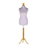 Display Guru Female Uk Size 18/20 Dressmakers Tailors Dummy Mannequin, Silver Torso Bust With Light Wood Tripod Stand