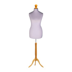 Display Guru Female Uk Size 18/20 Dressmakers Tailors Dummy Mannequin, Silver Torso Bust With Light Wood Tripod Stand