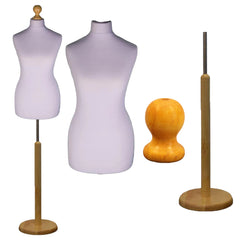 Display Guru Female Uk Size 18/20 Dressmakers Tailors Dummy Mannequin Silver Torso Bust with Light Wood Round Base