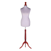 Display Guru Female Uk Size 12/14 Dressmakers Tailors Dummy Mannequin, Silver Torso Bust With Red Wood Tripod Stand