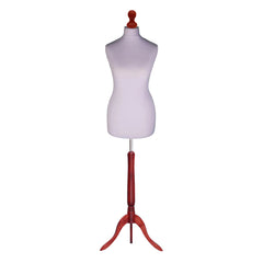 Display Guru Female Uk Size 6/8  Dressmakers Tailors Dummy Mannequin, Silver Torso Bust With Red Wood Tripod Stand