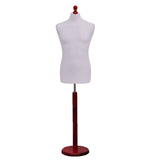 Display Guru Male Dressmakers Tailors Dummy Mannequin, Silver Torso Bust with Red Wood Round Base Stand