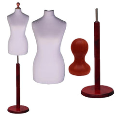 Display Guru Female Uk Size 6/8 Dressmakers Tailors Dummy Mannequin , Silver Torso Bust with Red Wood Round Base