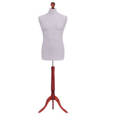 Display Guru Male Dressmakers Tailors Dummy Mannequin, Silver Torso Bust with Red Wood Tripod Stand