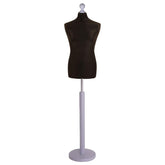 Display Guru Male Dressmakers Tailors Dummy Mannequin, Black Torso Bust with Silver Wood Round Base Stand