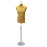 Display Guru Male Dressmakers Tailors Dummy Mannequin, Gold Torso Bust with Silver Wood Round Base Stand