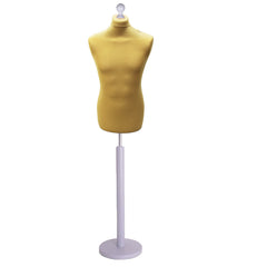 Display Guru Male Dressmakers Tailors Dummy Mannequin, Gold Torso Bust with Silver Wood Round Base Stand