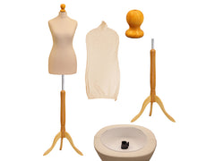 Display Guru Female Uk Size 8/10 Dressmakers Tailors Dummy Mannequin, Cream Torso Bust With LightWood Tripod Stand