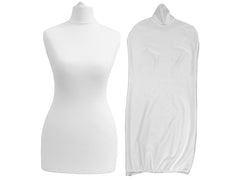 Display Guru Female Uk Size 10/12 Dressmakers Tailors Dummy Mannequin , White Torso Bust with White Wood Round Base