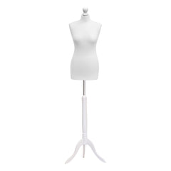 Display Guru Female Uk Size 12/14 Dressmakers Tailors Dummy Mannequin, White Torso Bust With White Wood Tripod Stand