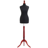 Display Guru Female Uk Size 10/12 Dressmakers Tailors Dummy Mannequin, Black Torso Bust With Red wood Tripod Stand