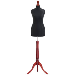 Display Guru Uk Size 6/8 Female Dressmakers Tailors Dummy Mannequin, Black Torso Bust With Red Wood Tripod Stand