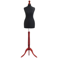 Display Guru Female Uk Size 16/18 Dressmakers Tailors Dummy Mannequin, Black Torso Bust With Red Wood Tripod Stand